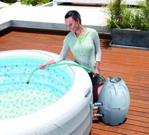 cheap inflatable hot tub filling up