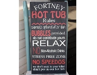 inflatable hot tub rules sign